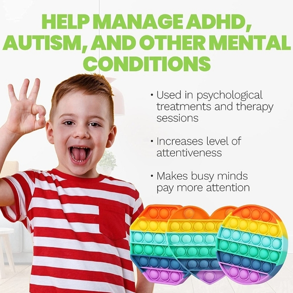 6 Pop It Fidget Toy Set, Pop it Fidget Toy Set OF 6 Different Shapes/Colors - Picture 11 of 12